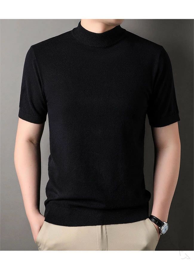 ニット 半袖 半袖ニット メンズ サマーニット メンズ サマーセーター サマーニット 半袖 ニットTシャツ ハイネック フィット感 伸縮性 柔らかい 肌触り良い カジュアル おしゃれ 大人 無地 リブ素材 ロングシーズン カラバリ豊富 多彩なカラー展開で夏の着こなしに最適な快適