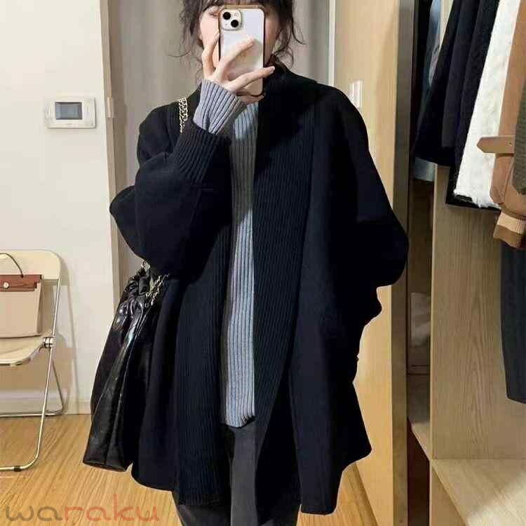 乐天商城 - ニット カーディガン レディース 秋冬 厚手 Vネック 長袖 ゆるふわ 無地 羽織り アウター カジュアル 韓国風