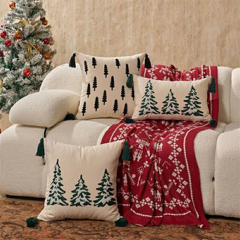 乐天商城 - 送料無料 クリスマス クッションカバー 抱き枕カバー 30*50 45*45cm 座布団カバー 刺繍柄 Christmas　現代 背当てカバー角型 四角 無地 シンプル 高級感 背当て 在宅勤務 マルチカラー 一人暮らし 北欧 新築祝い ギフト 春夏 母の日 プレゼント 楽天海外通販
