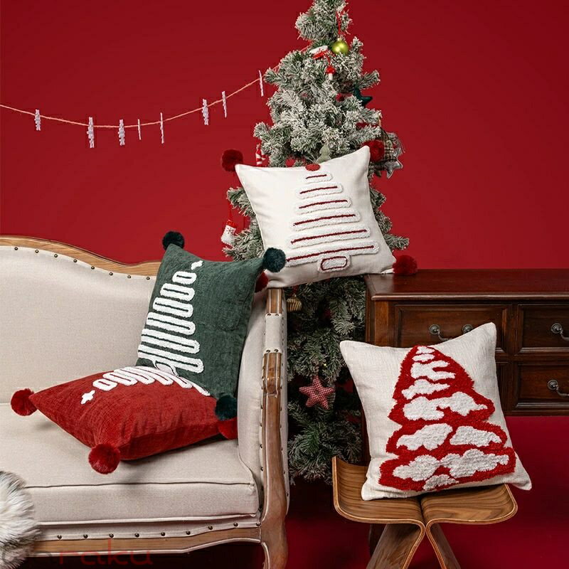 Fabrics - 送料無料 クリスマス クッションカバー 抱き枕カバー 45*45cm 座布団カバー 刺繍柄 Christmas 現代 背当てカバー角型 四角 無地 シンプル 高級感 背当て 在宅勤務 マルチカラー 一人暮らし 北欧 新築祝い ギフト 春夏 母の日 プレゼント 楽天海外通販