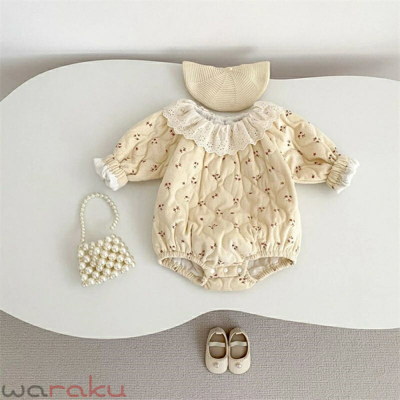 送料無料 ベビー服 ロンパース 秋冬 着ぐるみ 中綿 花柄 北欧風 赤ちゃん 新生児 長袖 防寒着 外出 カバーオール あったか 寝袋 幼児 キッズ服 撮影 出産お祝い 百日祝い お宮参り お食い初め ギフト 66 73 80 90cm 楽天海外通販