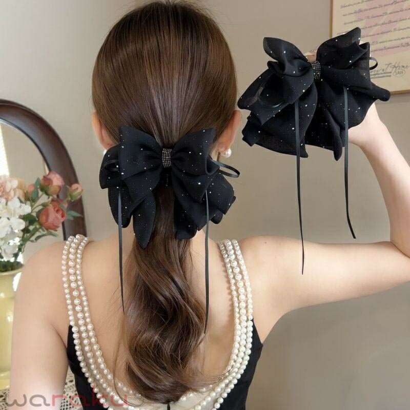 送料無料 バンスクリップ リボン 小さいめ ヘアクリップ 結婚式 バレッタ リボン ...