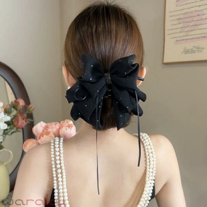 送料無料 バンスクリップ リボン 小さいめ ヘアクリップ 結婚式 バレッタ リボン ...