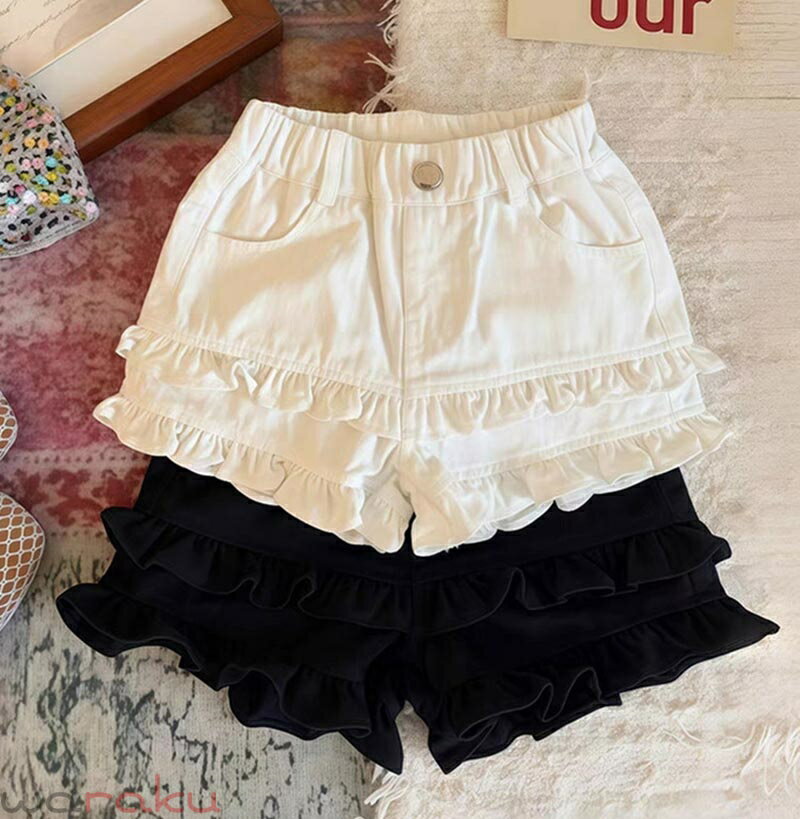 送料無料 キッズ 裾フリルショートパンツ 女の子 パンツ 夏着 ガール 子供服 キッズ 女の子 ボトムス ハーフパンツ カジュアル 韓国 ズボン ファッション お洒落 ダンス衣装 通学着 普段着 コーデ おしゃれ ジュニア 通園 通学 シンプル ガーリー 楽天海外通販