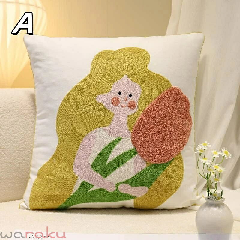 送料無料 クッションカバー 抱き枕カバー45cm×45cm 座布団カバー 刺繍柄 チューリップ 背当てカバー 花柄 角型 四角 無地 シンプル 高級感 在宅勤務 マルチカラー 一人暮らし 北欧 新築祝い ギフト 春夏 花柄 母の日 プレゼント 楽天海外通販 [3]