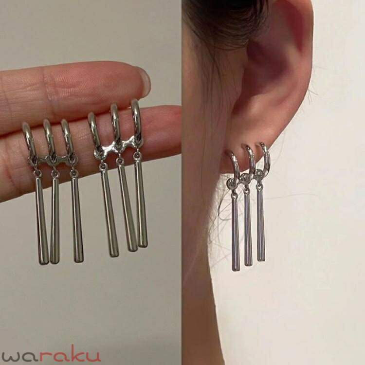 スティックピアス 3連 ピアス リングピアス ハーフフープピアス 片耳用 両耳用 ロ...