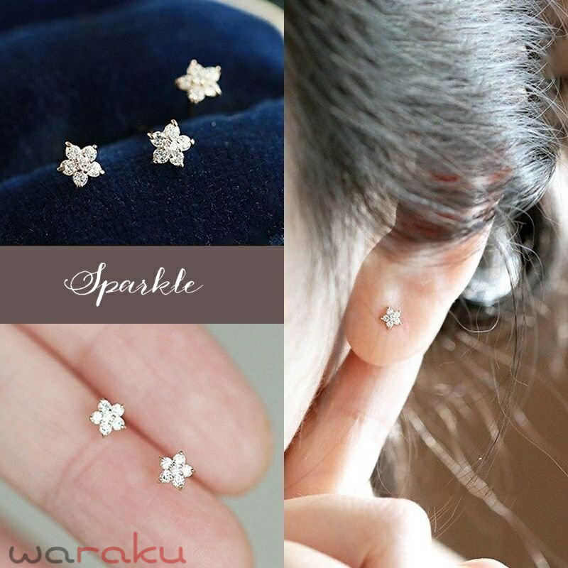 By Color - ピアス レディース シルバー925 プラチナ仕上げ 14金仕上げ シルバーピアス SV925 フラワー 花 華 フローラ ペア シンプル 30代 40代 50代 母の日