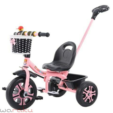 Tricycle - 子供用三輪車 ベビーカー キッズバイク 三輪車 手押し棒付き 乗用玩具 ガードレール付き 子供用 幼児用 こども自転車 おもちゃ 1歳〜6歳 軽量 収納かご ハイキング ギフト プレゼント おもちゃ ベビーバイク こども 乗り物 誕生日プレゼント