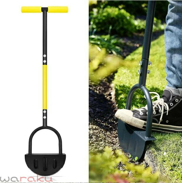 芝生カッター 芝生手入具 ターフカッター ステップ付き 全長108.5cm 芝刈りシャベル 芝刈り機 雑草除去 エッジャー芝生ツール 園芸 便利ツール 草地、歩道や庭の縁取りに最適 カッター ガーデニング愛好家
