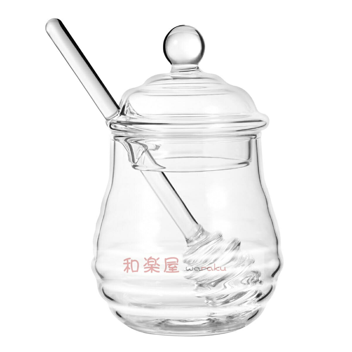 乐天商城 - ハニーポット 攪拌棒付き 300ml 蜂蜜 透明ガラス蜂蜜瓶 天然 安全 耐久性 蓋付 はちみつ容器 キャニスター 蜂蜜スプーン 蜂蜜容器 調味料入れ 家庭用 キッチン用