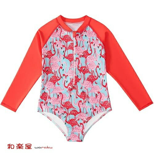 수영복 어린이 수영복 긴 소매 키즈 주니어 러쉬 가드 소녀 여아 원피스 나비 수영 흡한 속건 통기 해수욕 수영장 물놀이 바다놀이 연습복 온천 귀여운 여름 바다 하와이 100-150cm 12세