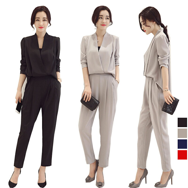 【2点600円割引】パンツセット セットアップ 2点セット パンツドレス 薄手 セットアップ風 ロングパンツ セパレート シフォン パーティードレス レディース 春物お呼ばれ 着痩せ 長袖通勤テーパードパンツ パンツドレス 上下セット カジュアル フォーマル OL 大きいサイズ