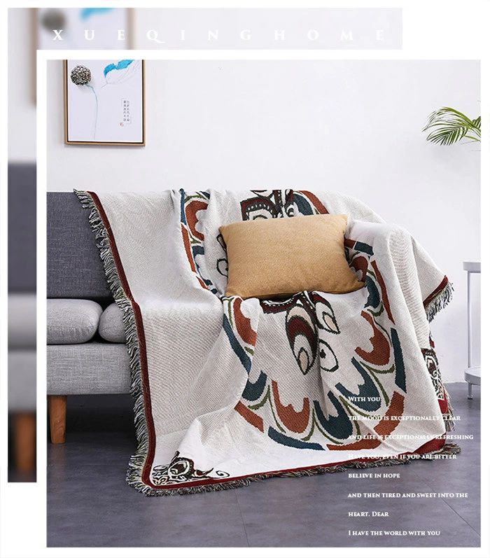 ブランケット毛布 ボヘミアン 両面使用ニットブランケット クリップ 高品質ブランケット ソファーカバー 夏用 おしゃれ 大判 ホルダー 北欧 マルチカバー タオルケット アイボリー ソファ ベッドカバー オールシーズン インテリア 保護カバー ベッドスプレッド