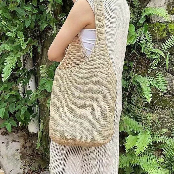 編みバッグ ラフィアバッグ ストロートート レデ...の商品画像