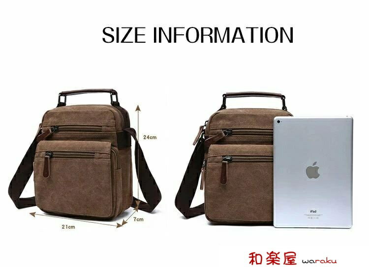 樂天商城 - 【2点600円割引】メンズ キャンバス 帆布生地 大容量 大人 通勤 通学 出張 斜め掛け 肩掛け 無地 シンプル カジュアル お出かけ 日常 オールシーズン