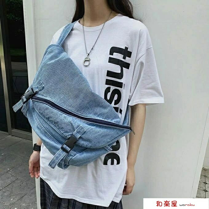 【2点600円割引】デニム バッグ ショルダーメッセンジャーバッグ 男女兼用レディース メンズ インディゴ マイバッグ お買い物 トートバッグ(4.0)