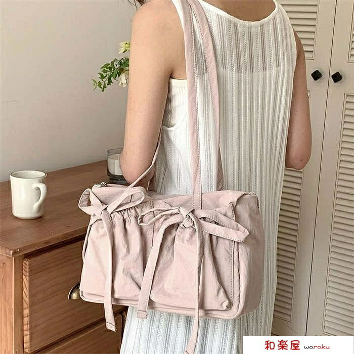 【2点600円割引】肩掛け 旅行バッグ 大容量トートバッグ ショルダー リボン バッグ かわいい かばん 通勤 大きめ レディース トートバッグ(4.0)