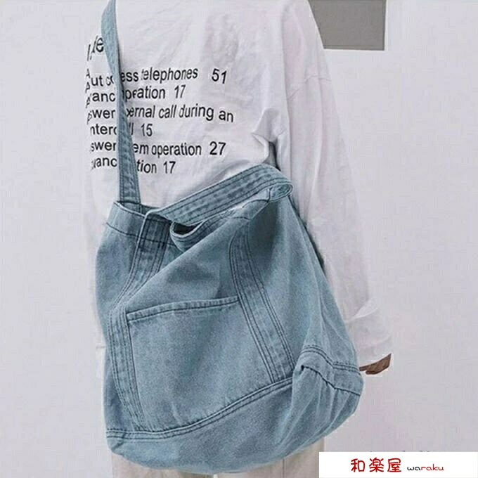 樂天商城 - 【2点600円割引】デニム トートバッグ 男女兼用 インディゴ マイバッグ ママバッグ お買い物 マザーズバッグ ショルダーバッグ ランチバック 大容量 軽量 ショルダー 肩がけ