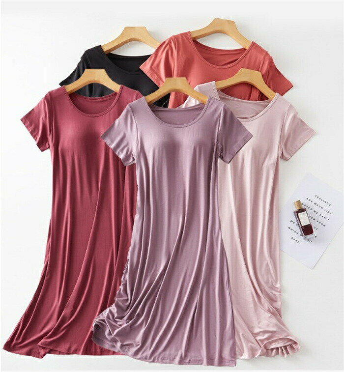 カップ付き ルームワンピース レディース ルームウェア 夏 半袖 ワンピース カップ付き パジャマ 夏用 ..