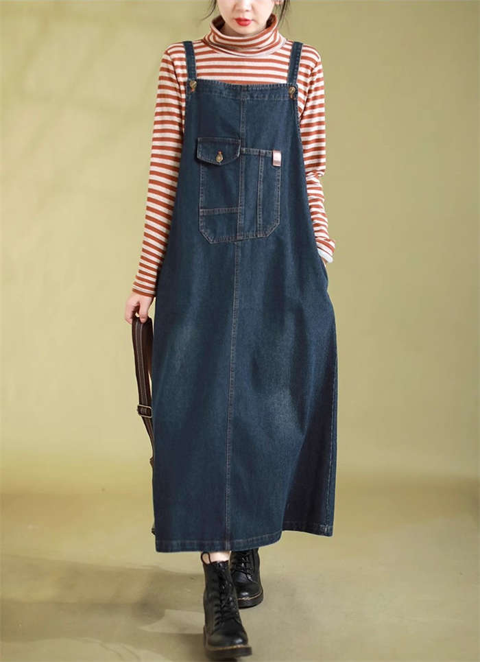 デニム サロペット スカート スリット ポケット付き ロング カジュアル レディース サロペットスカート デニムサロペット レディース ジャンパースカート デニム サロペット デニムワンピース オールインワン デニム ロング丈 体型カバー 30代 40代 50代