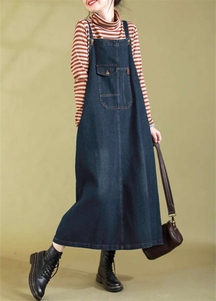 デニム サロペット スカート スリット ポケット付き ロング カジュアル レディース サロペットスカート デニムサロペット レディース ジャンパースカート デニム サロペット デニムワンピース オールインワン デニム ロング丈 体型カバー 30代 40代 50代