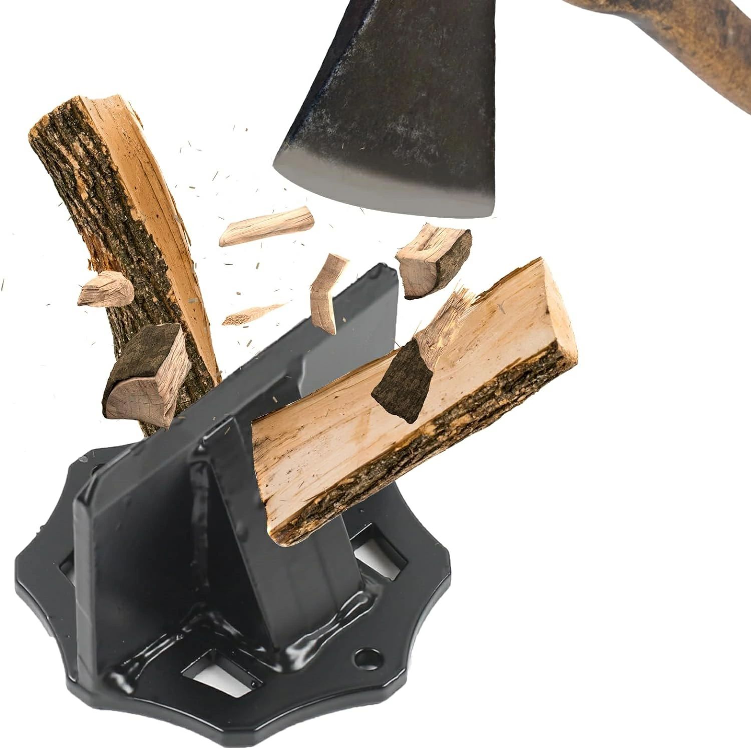 薪割り クサビ 両断クサビ 手動 ミニ 置き型 薪割り台 コンパクト 持ち運び 便利 焚き火 薪ストーブ キ..