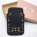 ◆ USED ◆送料無料◆ミュウミュウ miumiu：スタッズ×レッドストーン スマホケース ブラック iPhone4/iPod touch スマートフォンケース◆ 【RCP】【中古】◆