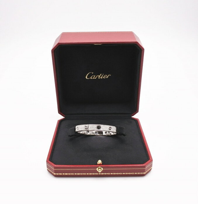 ◆[USED/中古品]◆送料無料◆【美品】カルティエ Cartier カルティエ ブレスレット K18WG ブラックセラミック ダイヤ　フルダイヤ ラブブレス バングル #16 中古 新品仕上げ【RCP】