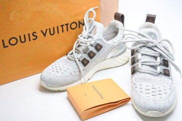 LOUIS VUITTON ルイヴィトン アフターゲームライン スニーカー 靴 ニット シルバー ラメ モノグラム 1A5EXZ size36 中古 34849