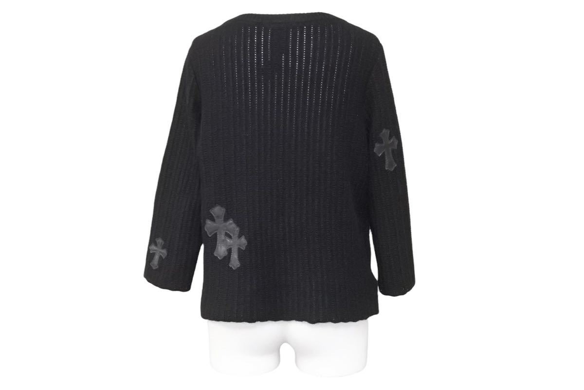 CHROME HEARTS クロムハーツ トップス ロングTシャツ 長袖 レザークロスパッチ ブラック サイズS レディース 良好 37416