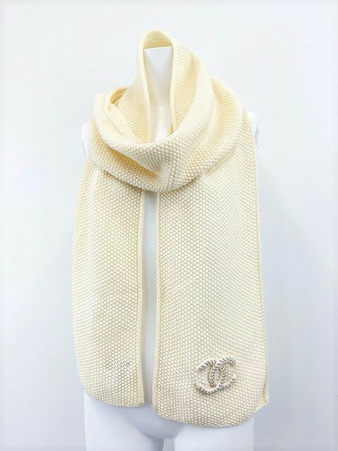 [USED/中古]CHANEL シャネル マフラー・ショール マフラー カシミアマフラー チェーンココマーク アイボリー カシミヤ Aランク【中古】のサムネイル