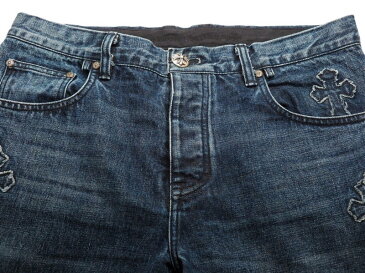 クロムハーツ Chrome Hearts サイズ 2021SS 36インチ パッチ付き デニムパンツ ブルー インディゴ 美品 中古 36070