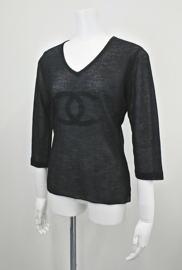 [USED/中古]CHANEL シャネル ニット・セーター 美品 レーストップス ココマーク シースルー レディース 02A P19879V01155 94305 ウール ナイロン 38 Aランク【中古】