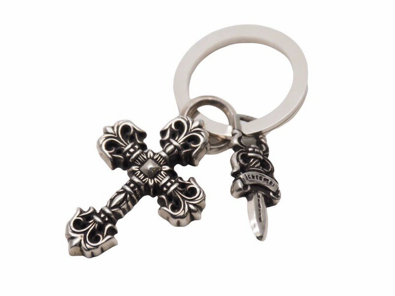 CHROME HEARTS クロムハーツ キーチャーム XSフィリグリークロスウィズスプリット シルバー925 美品 N40066