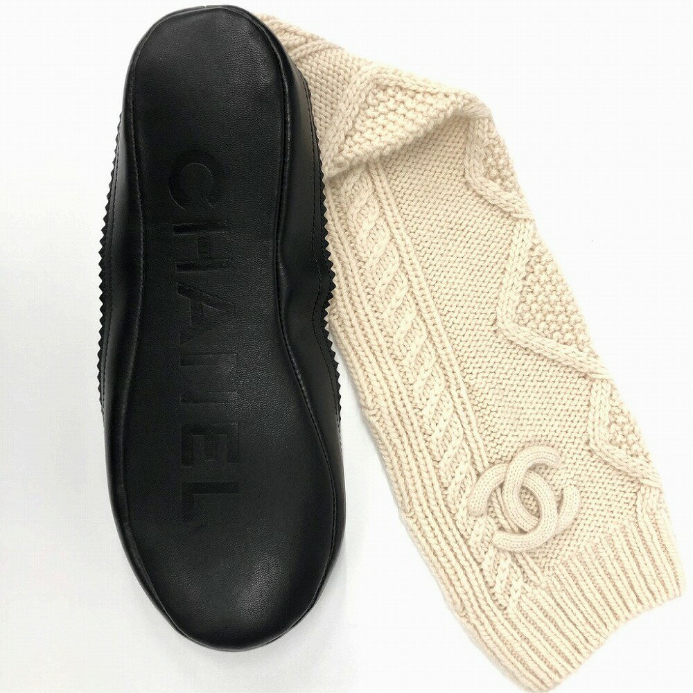 [USED/中古]CHANEL シャネル その他靴 ココマーク CC ルームシューズ カシミア ニット ソックス レザーソール ベージュ カシミヤ ラムスキン Sランク【中古】