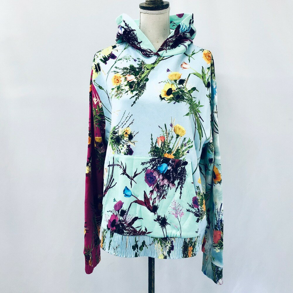 [USED/中古]LOUIS VUITTON ルイ・ヴィトン パーカー LouisVuitton ルイヴィトン 20SS ヴァージルアブロー パーカー スウェット 花柄 ブルー ピンク コットン M D（傷や汚れあり）ランク【中古】