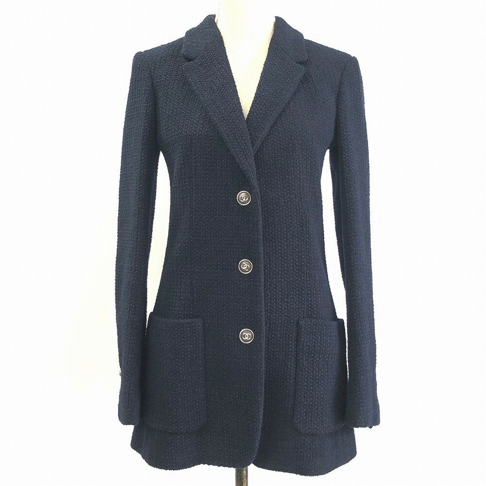 CHANEL シャネル ジャケット P70092V61614 2021 ジャケット ココマーク ネイビー NB347 サイズ34 美品 中古 ai-tdc-0025 正規品のサムネイル