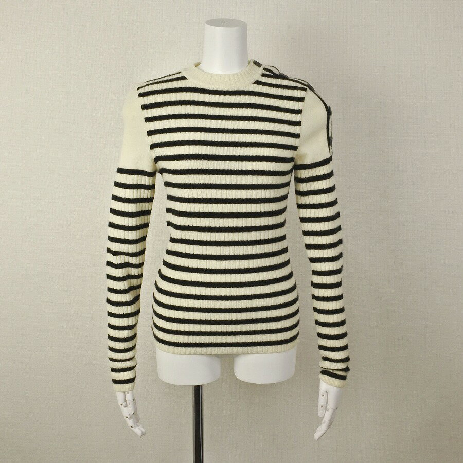 [USED/中古]CHANEL シャネル ニット・セーター ヴィンテージ ショルダーココマークボーダー長袖ニット セーター シャネルスポーツ ホワイト×ブラック 38 P29256K00296 R2897 06A ホワイト ブラック ウール カシミヤ 38 P29256K00296 Aランク【中古】