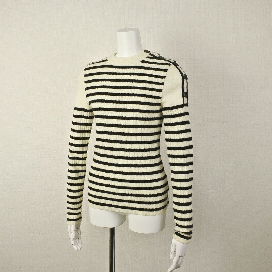 [USED/中古]CHANEL シャネル ニット・セーター ヴィンテージ ショルダーココマークボーダー長袖ニット セーター シャネルスポーツ ホワイト×ブラック 38 P29256K00296 R2897 06A ホワイト ブラック ウール カシミヤ 38 P29256K00296 Aランク【中古】