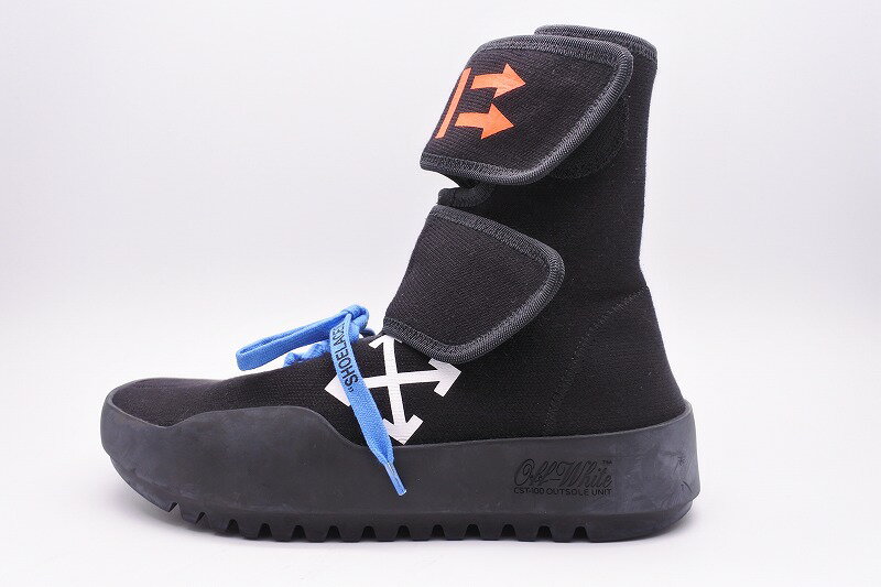 [USED/中古]OFF-WHITE オフホワイト スニーカー 18AW Moto Wrap Sneaker ハイカットベルクロスソックススニーカー 美品 ブラック S Bランク【中古】