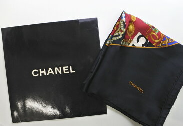 [USED/中古]CHANEL シャネル スカーフ ココマーク ジュエリー柄 ブラック マルチカラー シルク Bランク【中古】