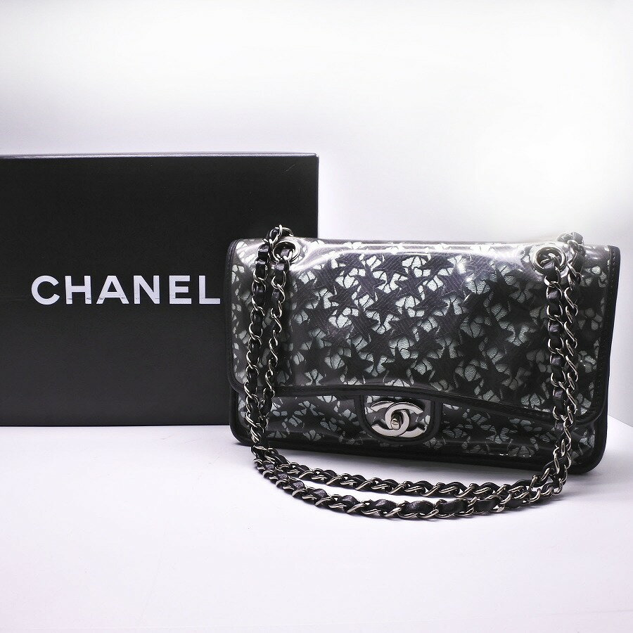 [USED/中古]CHANEL シャネル ショルダーバッグ ターンロック ココマーク スターレース 星 ブラックレース柄 ビニール クリア ブラック チェーンショルダーバッグ シルバー金具 マトラッセ ブラック スカイブルー カーフ ビニール シルバー金具 Aランク【中古】