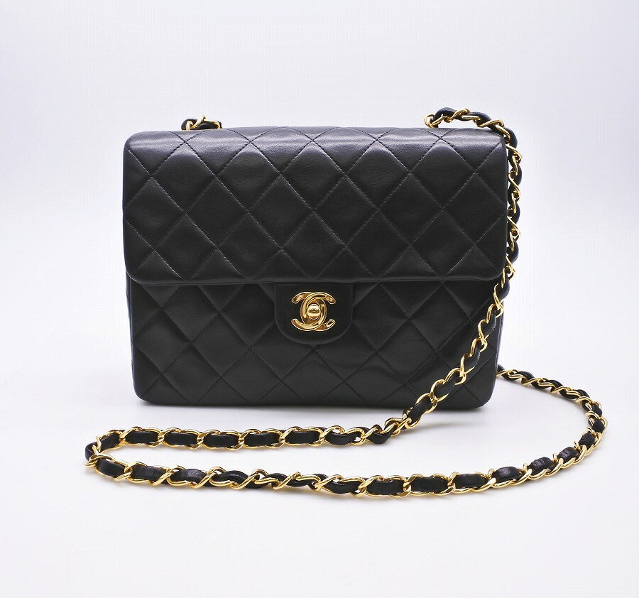 [USED/中古]CHANEL シャネル ショルダーバッグ ストレートフラップ ミニマトラッセ ブラック ゴールドチェーン ブラック ラムスキン ゴールド金具 Aランク【中古】のサムネイル