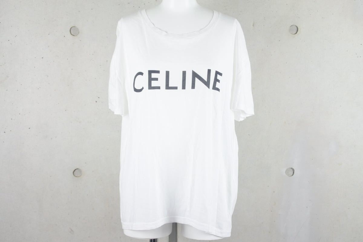 USED/中古 CELINE セリーヌ 半袖Tシャツ 半袖 Tシャツ カットソー ロゴ プリント ホワイトサイズL レディース 美品 L A（未使用に近い）ランク 中古 ai-tdc-020069