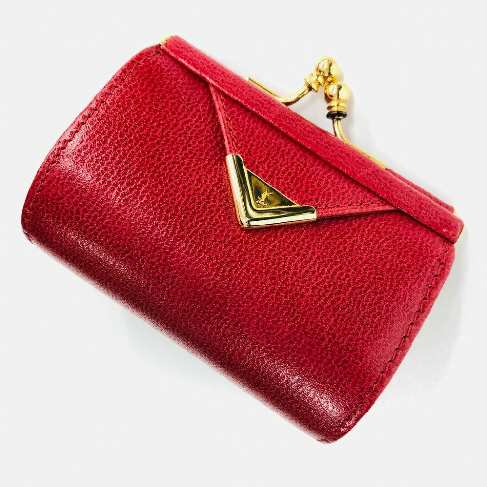 [USED/中古]YVES SAINT LAURENT イヴ・サンローラン コインケース YSL ヴィンテージ がま口 小銭入れ ミニ化粧ポーチ 小物入れ レッド Bランク【中古】