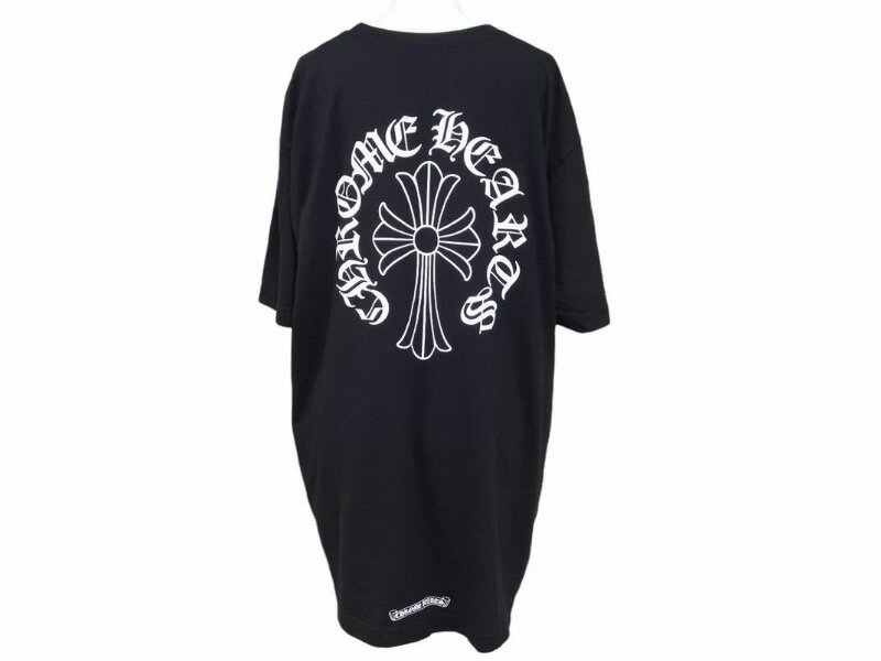 CHROME HEARTS クロムハーツ 20SS セメタリ—クロス ネックロゴ Tシャツ ブラック トップス サイズXL 良好 40981 正規品