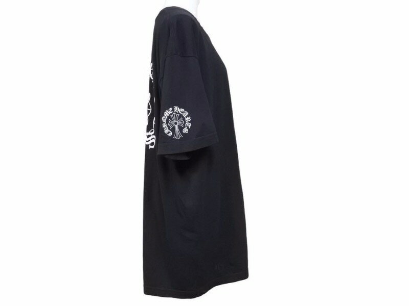 CHROME HEARTS クロムハーツ 20SS セメタリ—クロス ネックロゴ Tシャツ ブラック トップス サイズXL 良好 40981 正規品