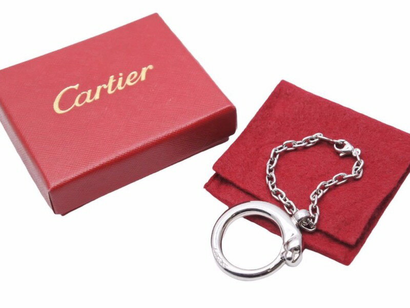 美品 CARTIER カルティエ パンサーモチーフ キーホルダー パンテール 小物 シルバー フック チェーン 41029