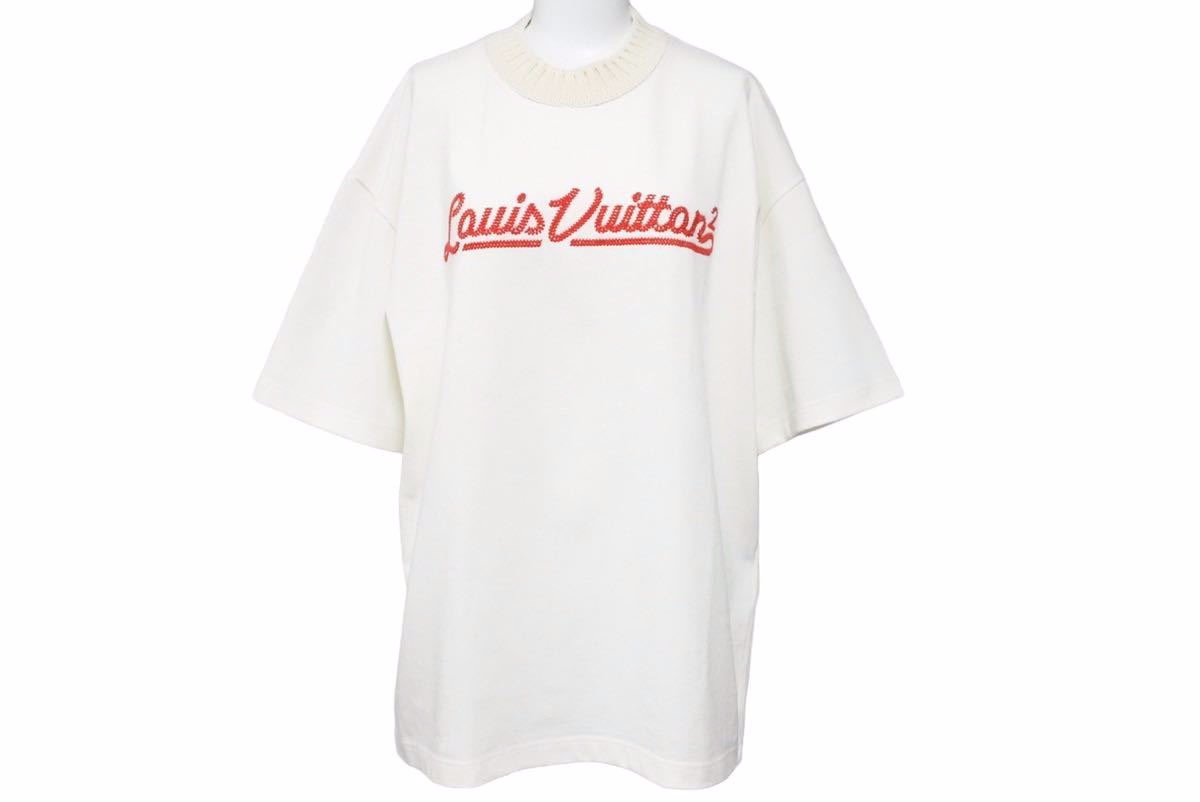 Louis Vuitton ルイヴィトン NIGO コラボ モックネックTシャツ エンブロイダード HMY01W ホワイト レッド 22SS 美品 中古 41269