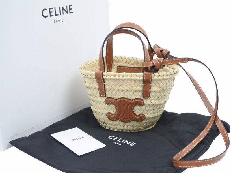 新品未使用 CELINE セリーヌミニ トリオンフ パニエ ミニバッグ かごバッグ 0J392EH6.02HT ラフィア カーフスキン F-FG-2202 41235のサムネイル